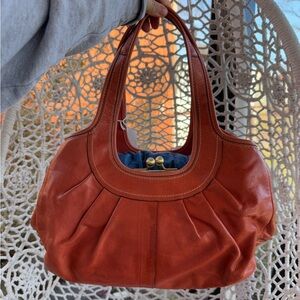 Coach Ergo Orange Tattersall Lining Leather Handbag 2008